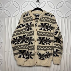 Wool Woven Cardigan Sweater w Pockets